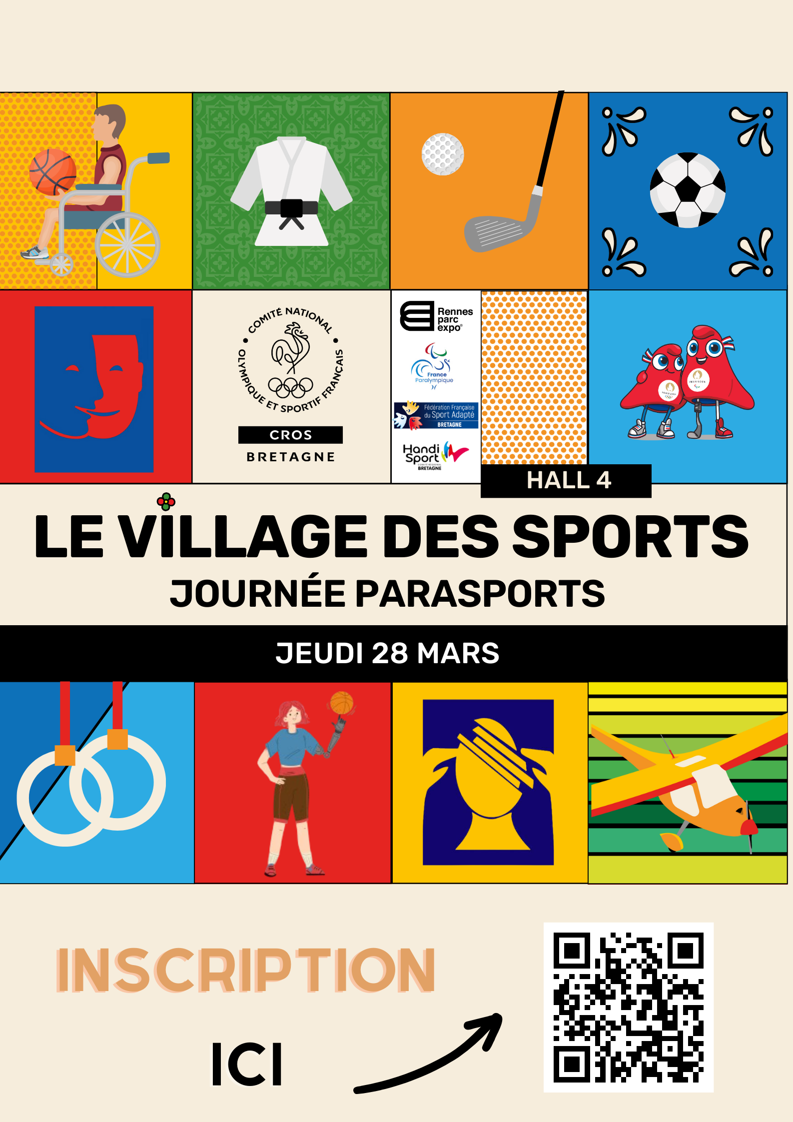 Affiche pour s'inscrire à la journée Parasports du 28 mars 2024 à Rennes