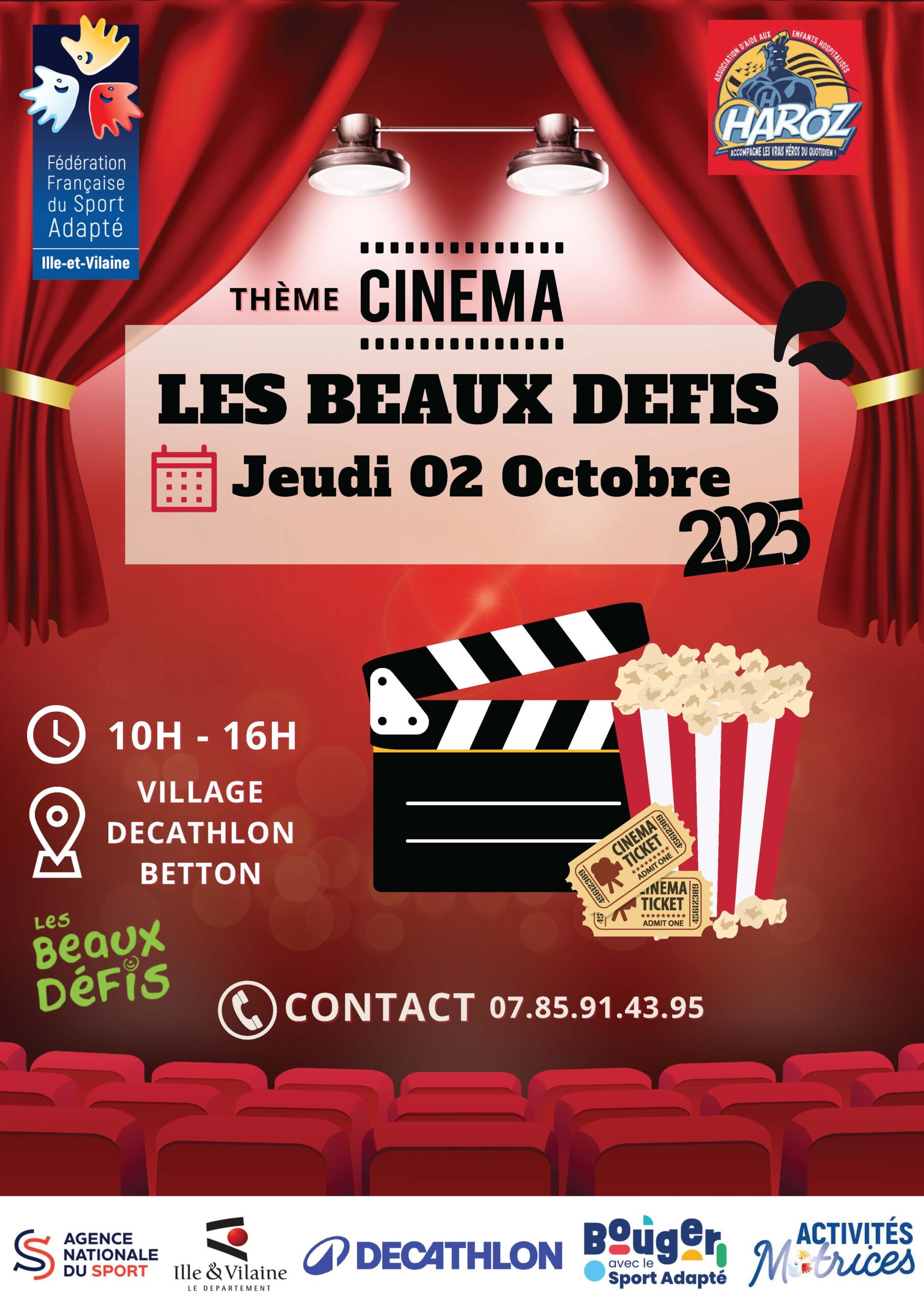affiche de l'évènement Beaux défis 2025 au village de Décathlon sous le signe de cinéma.