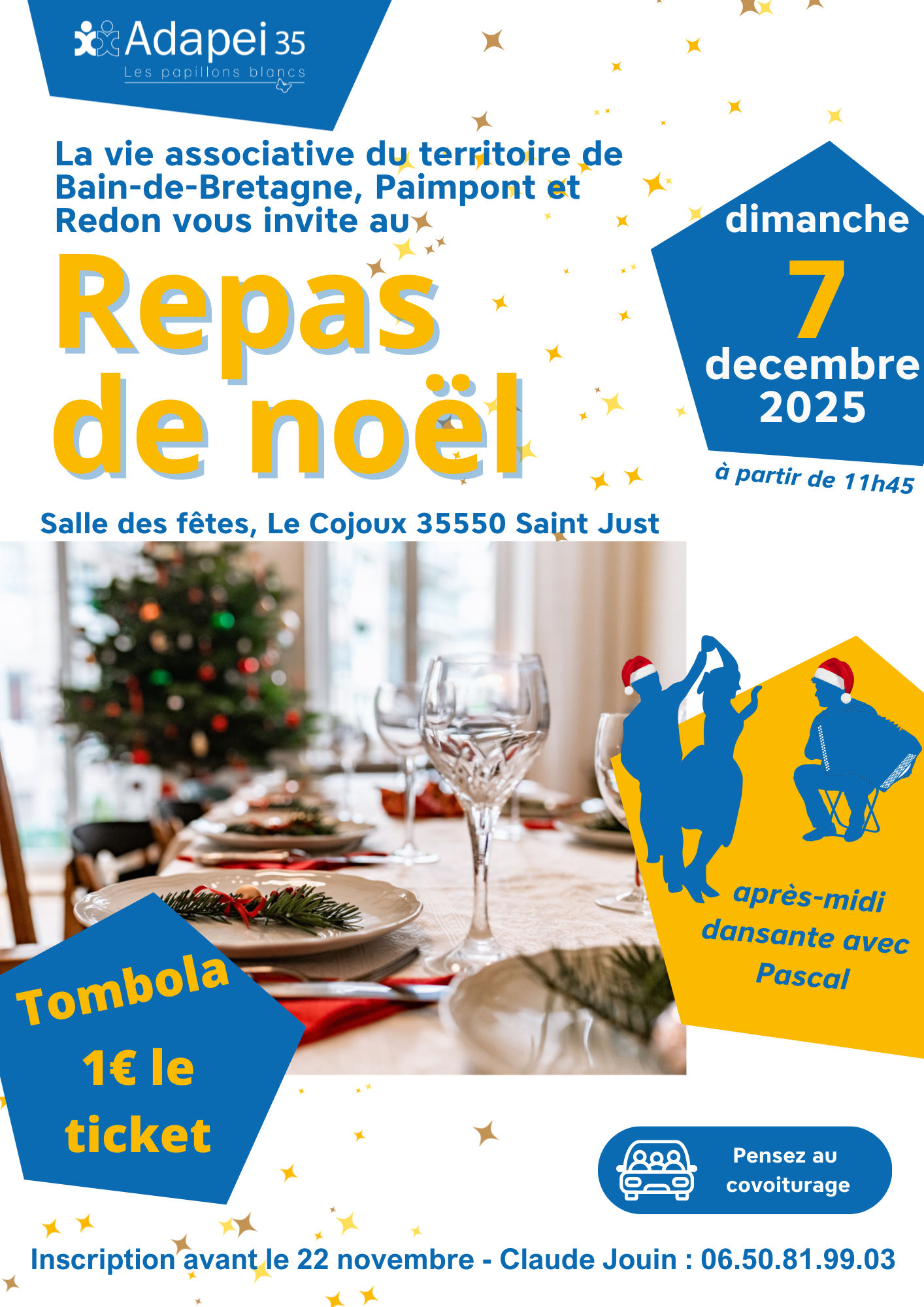 Repas de Noel organisé par l'Adapei 35 à Saint Just