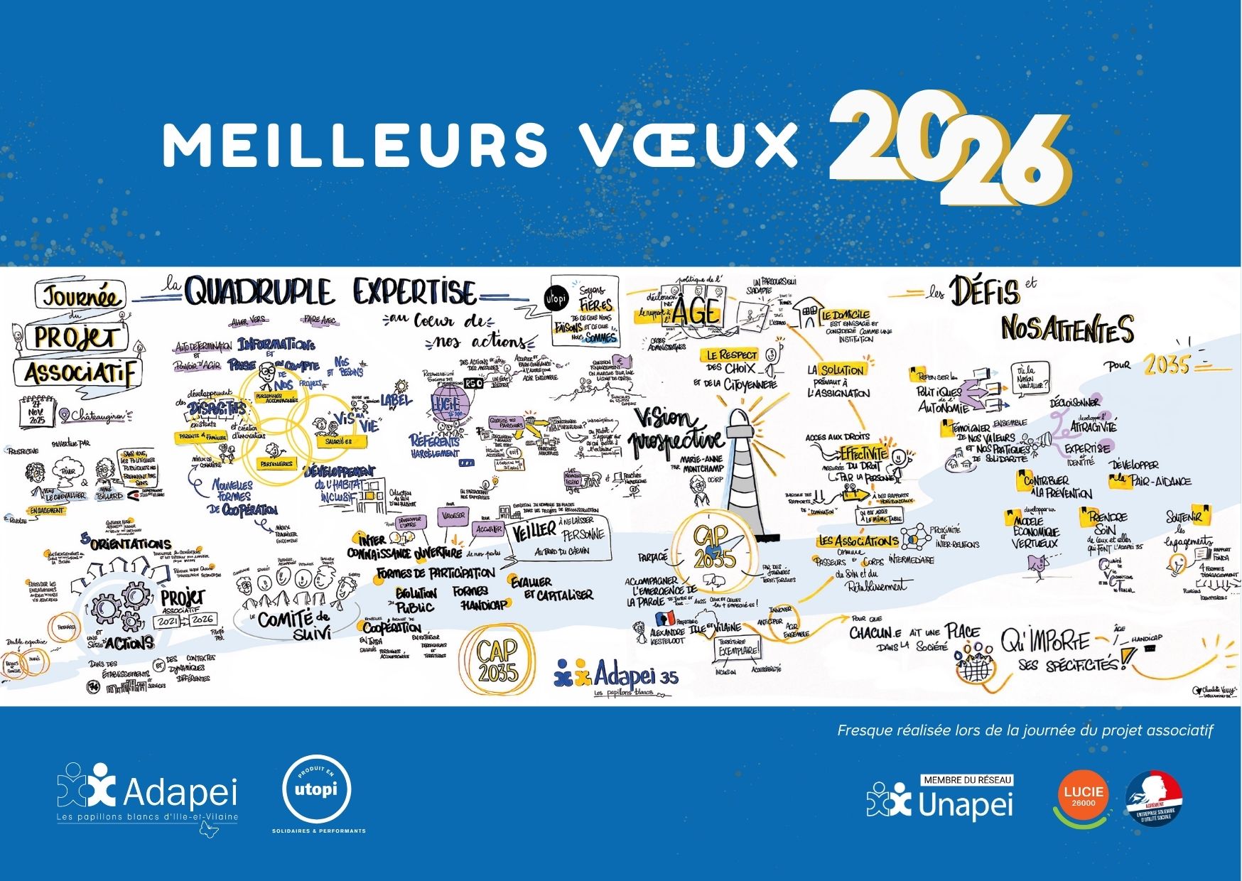 Visuel de vœux de l’Adapei 35 pour la nouvelle année.