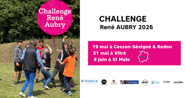 Visuel du challenge René Aubry 2026 organisé par l'Adapei 35 avec les dates.