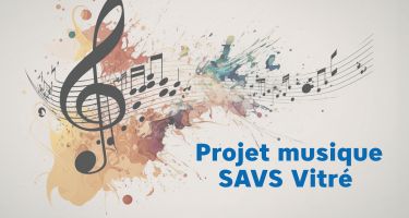 Illustration musicale représentant des notes et instruments de musique pour le projet musique à Vitré.